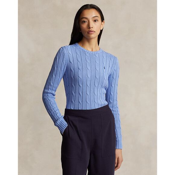 Ralph Lauren Cable-Knit Cotton Crewneck Sweater - XXS - New Litchfield Blue - Picture 1 of 5